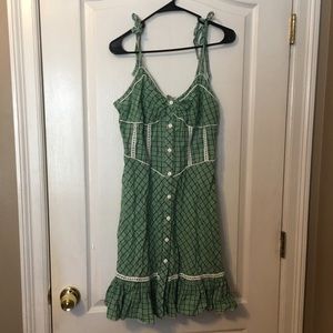 Threads green plaid button down sundress